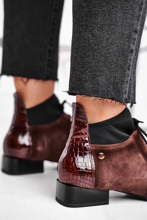 Botki Damskie Skórzane Trzewiki Maciejka Brązowe 04744-02