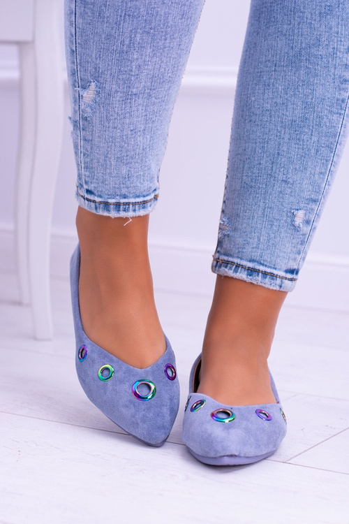 Lu Boo Niebieskie Baleriny W Szpic Benzynowe Oczka Octavia