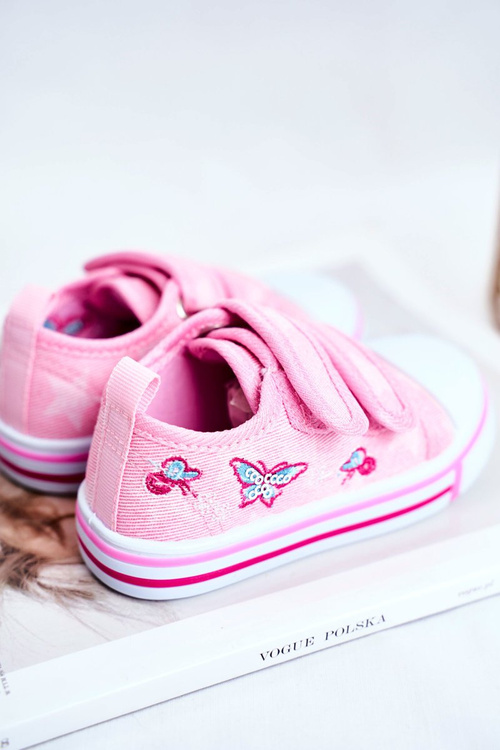 Tenisówki Dziecięce na Rzepy Różowe Junalo