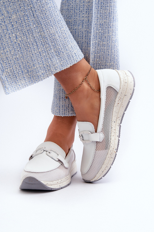 Damskie Skórzane Mokasyny D&A TW210 Białe