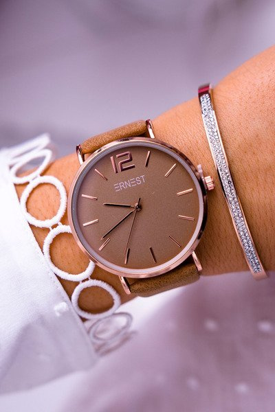 Damski Zegarek Ernest Brązowy Claire