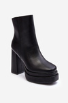 Damskie Botki Na Wysokim Słupku I Platformie Czarne Sandstra