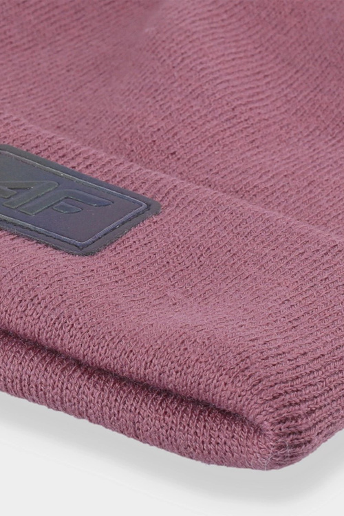 Damska Czapka Zimowa Z Logo 4F 4FAW23ACAPF301-53S Ciemnoróżowa