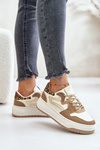 Damskie Sneakersy Z Eko Skóry Na Platformie Panterka Beżowe Henizore 