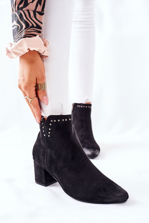 Botki Damskie Zamszowe Czarne Brinlack