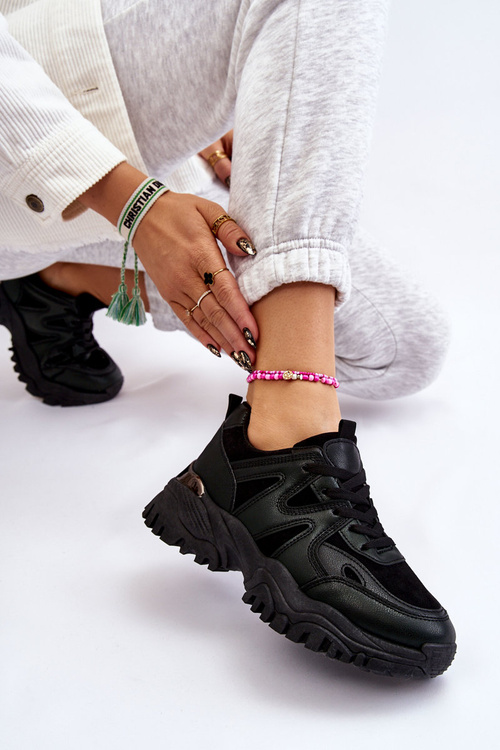 Klasyczne Sportowe Buty Na Platformie Czarne Bowie