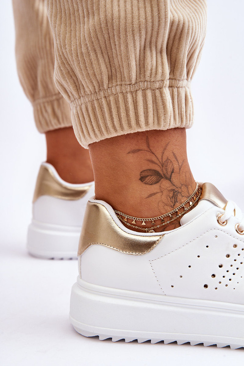 Damskie Sportowe Buty Biało-Złote Be First!