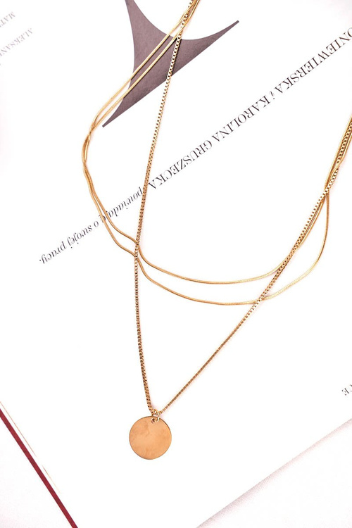 Damski Złoty Potrójny Naszyjnik Koło Wilma