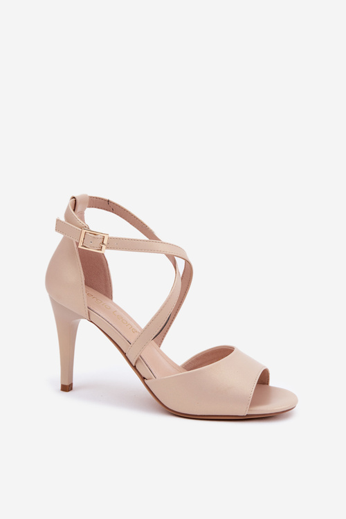 Modne Sandały Na Szpilce Złote Loressa