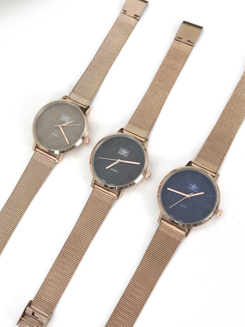 Damski Zegarek Michael John Elis Różowe Złoto / Złota Tarcza