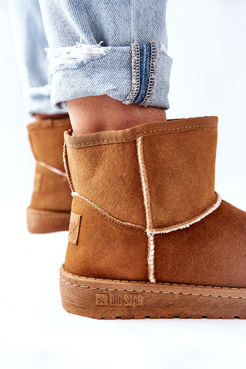 Damskie Skórzane Śniegowce Big Star II274441 Camel