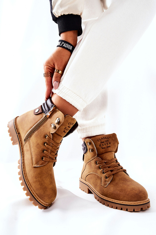 Damskie Ocieplane Trapery Na Suwak Camel Lenox