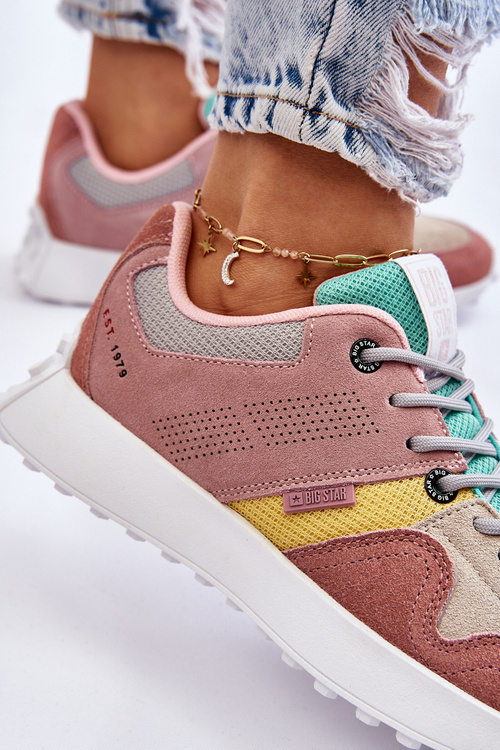 Damskie Sneakersy Big Star LL274422 Różowo-Beżowe