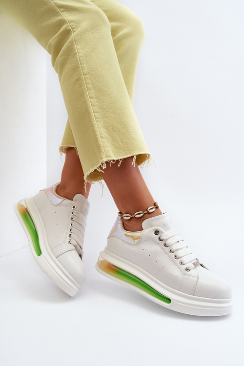 Sneakersy Damskie Skórzane GOE NN2N4029 Białe