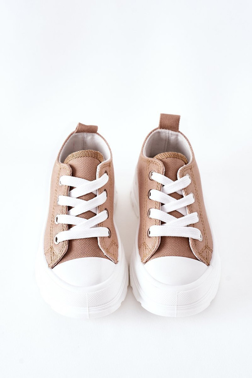 Dziecięce Trampki Na Platformie Beżowe Travel Time