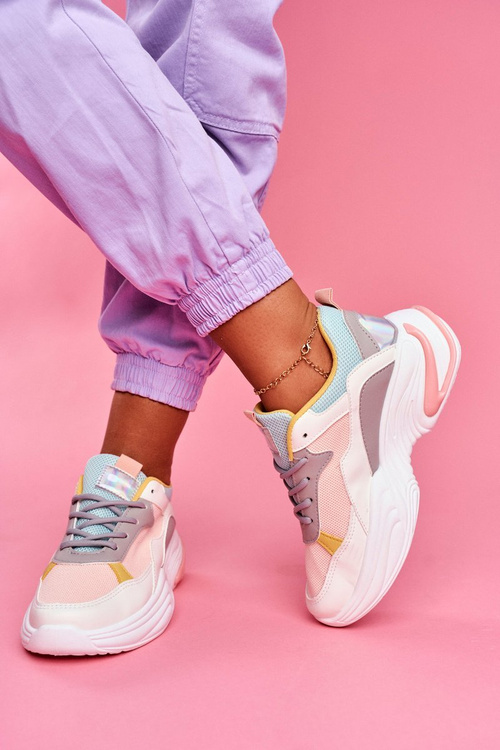 Sportowe Damskie Buty Kolorowe Różowe Pinner