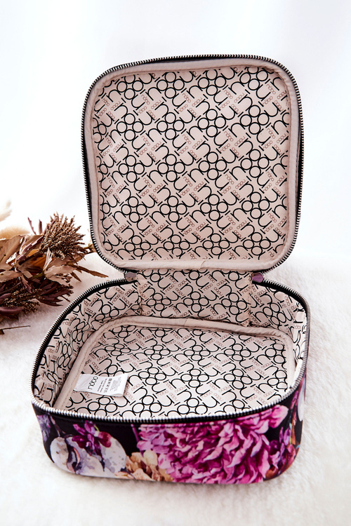 Duża Kosmetyczka Kwiaty NOBO L0020-CM04 Czarna