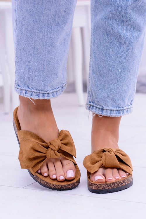 Damskie Klapki Na Korku Kokarda Camel Dominica