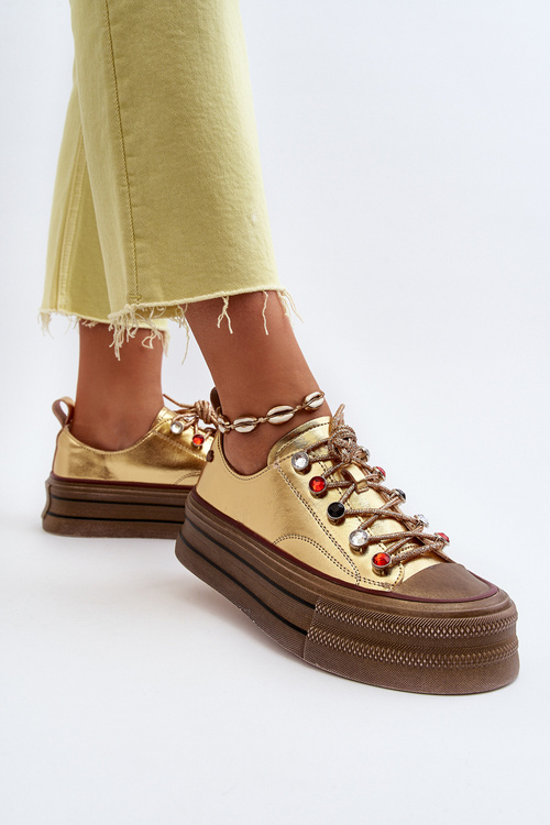 Damskie Trampki Na Platformie GOE NN2N4055 Złote