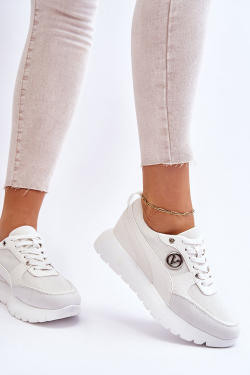 Damskie Sneakersy Na Platformie Białe Chana