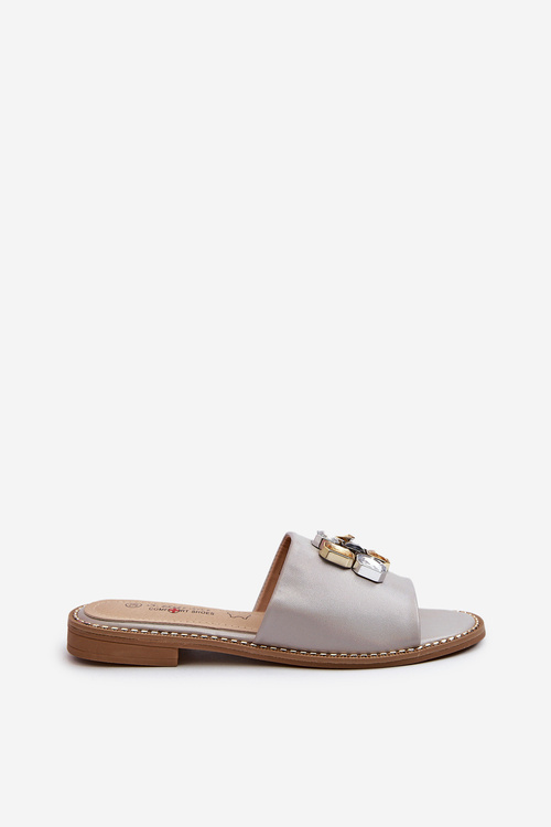 Klapki Damskie Z Ozdobami S.Barski KV27-031 Beżowe