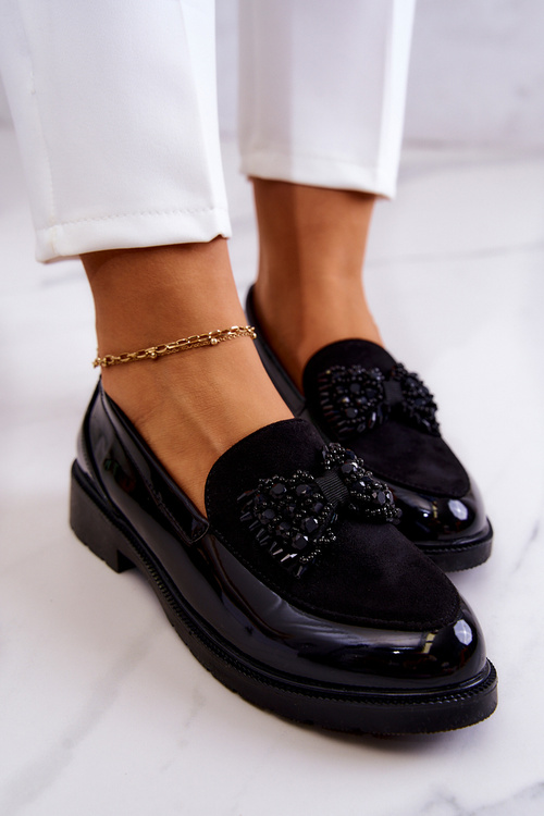 Eleganckie Lakierowane Mokasyny Loafery Czarne S.Barski HY51-318 Belize