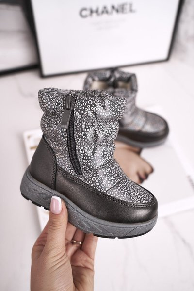 Dziecięce Śniegowce Ocieplane Wełną Szare Cruella