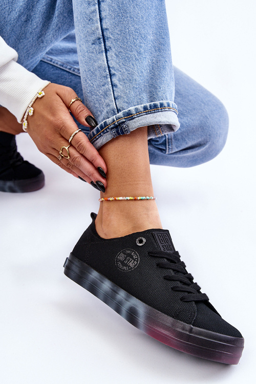 Damskie Trampki Z Kolorową Platformą Big Star LL274239 Czarne