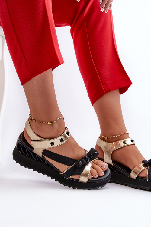 Sandały Damskie Z Kokardką D&A CR956 Złote