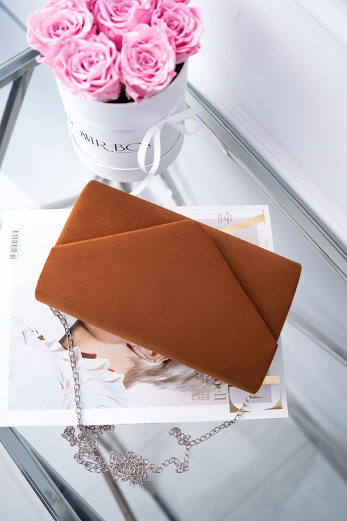 Damska Zamszowa Torebka Kopertówka Camel