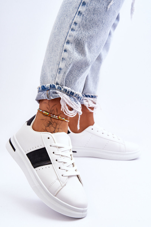 Damskie Sportowe Buty Na Platformie Biało-Czarne Soris