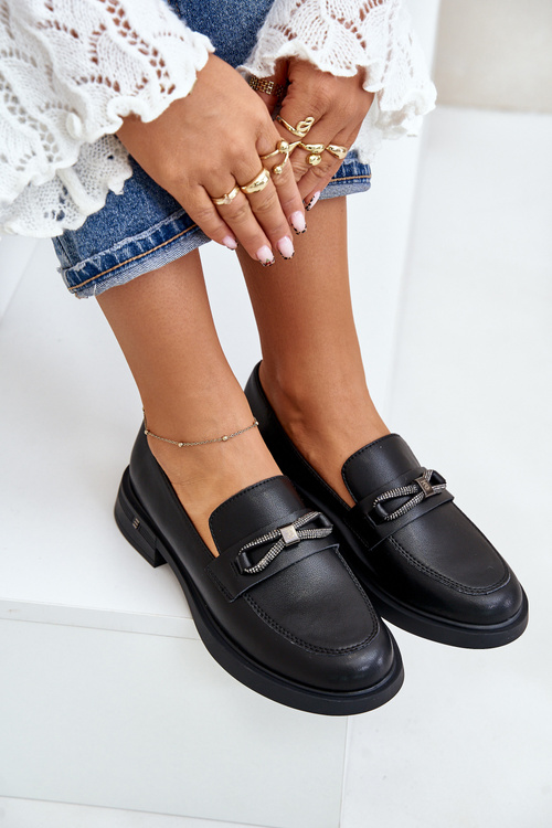 Mokasyny Damskie Ze Skóry Naturalnej Vinceza 62181 Czarne