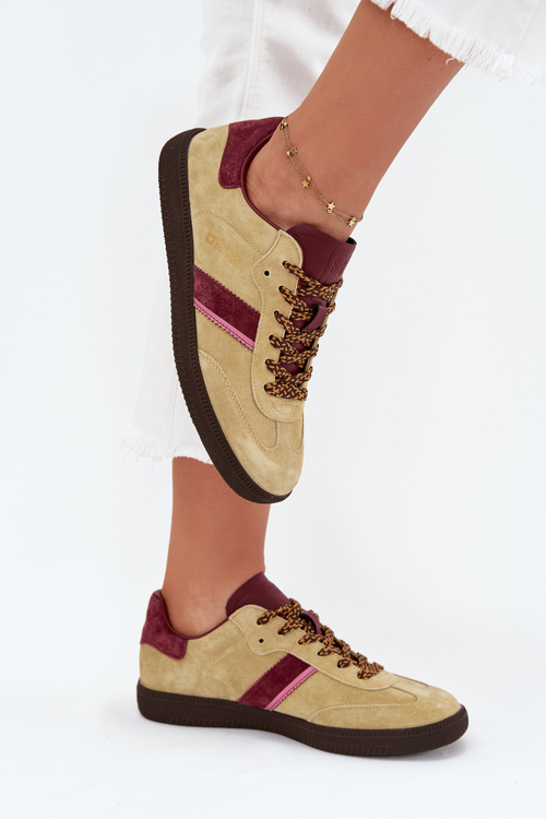 Zamszowe Niskie Sneakersy Damskie Big Star SS274680 HI-POLY SYSTEM Limonkowe