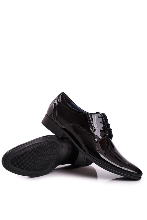 Lakierowane Skórzane Półbuty Bednarek 694 Czarne