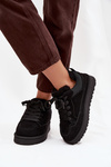 Sneakersy Damskie Ocieplane Futerkiem Czarne Cyrissa
