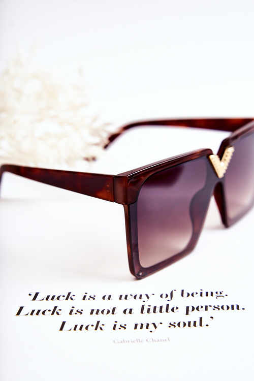 Kwadratowe Okulary Przeciwsłoneczne Marmurkowe V130044 Brązowe