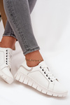 Skórzane Półbuty Damskie Ze Sznurowaniem Vinceza 41493 Białe