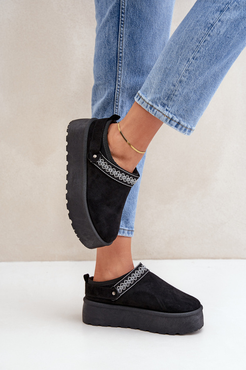 Śniegowce Z Ozdobnym Haftem Czarne Selithria