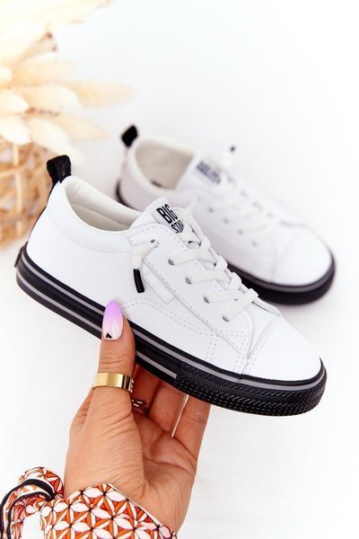 Dziecięce Skórzane Trampki BIG STAR HH374037 Białe