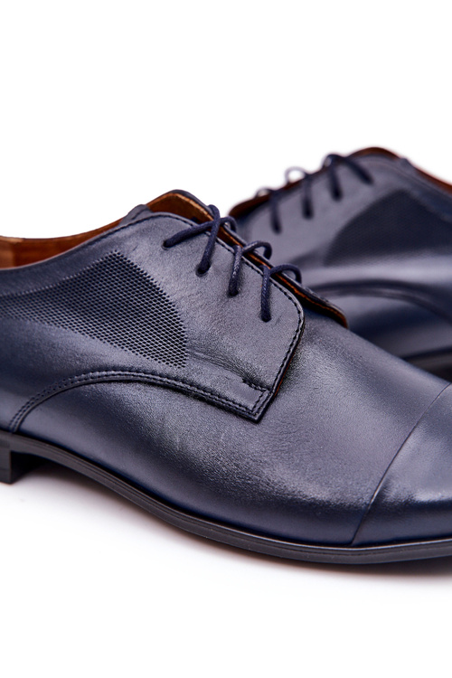 Męskie Skórzane Mokasyny Z Czarną Podeszwą BEDNAREK Granatowe