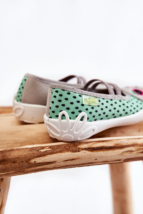 Papcie Baleriny Befado Kotek 116X304 Zielono-Szare