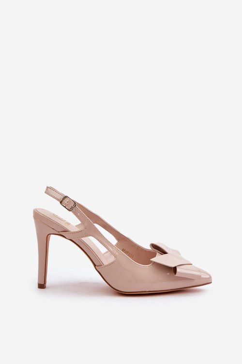 Lakierowane Szpilki Z Odkrytą Piętą Beżowe Auroravia