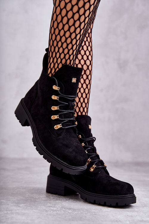 Klasyczne Damskie Zamszowe Botki Czarne Telma