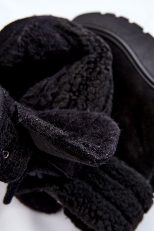 Damskie Zamszowe Botki Na Koturnie Czarne Lemar Meniko