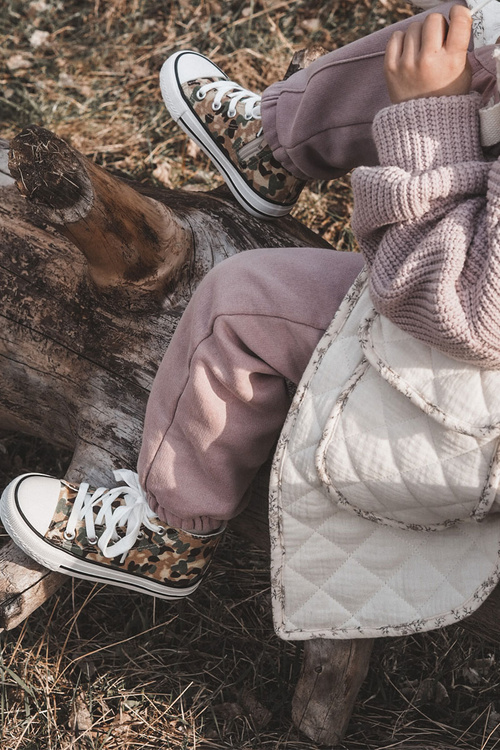 Dziecięce Wysokie Trampki Na Suwak Beżowo-Zielone Filemon