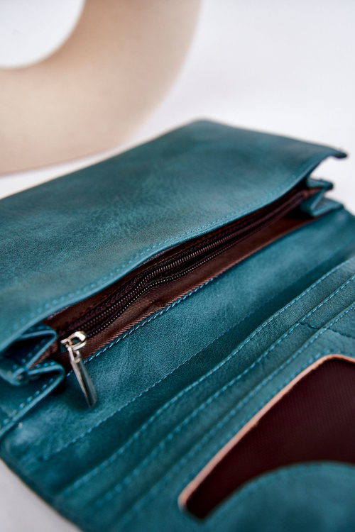 Damski Duży Portfel Na Magnes Zielony Connes