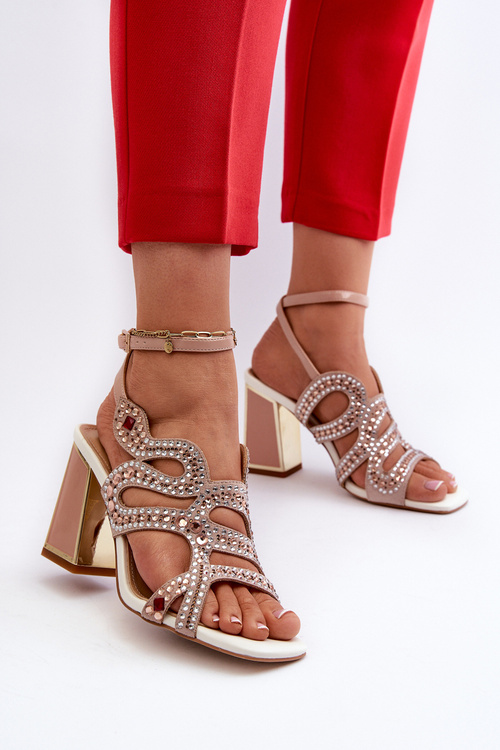 Zdobione Sandały Damskie Na Słupku D&A CR952 Różowe