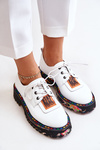 Skórzane Półbuty Damskie Sznurowane Artiker 55C0500 Białe