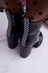 Botki Damskie Na Słupku Lakierowane Czarne Insist