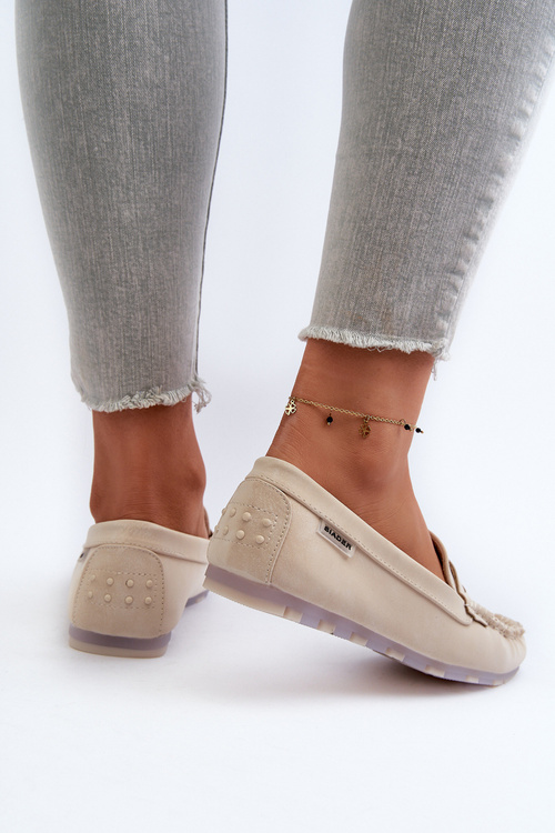 Mokasyny Damskie Z Eko Skóry Jasnobeżowe Celoria